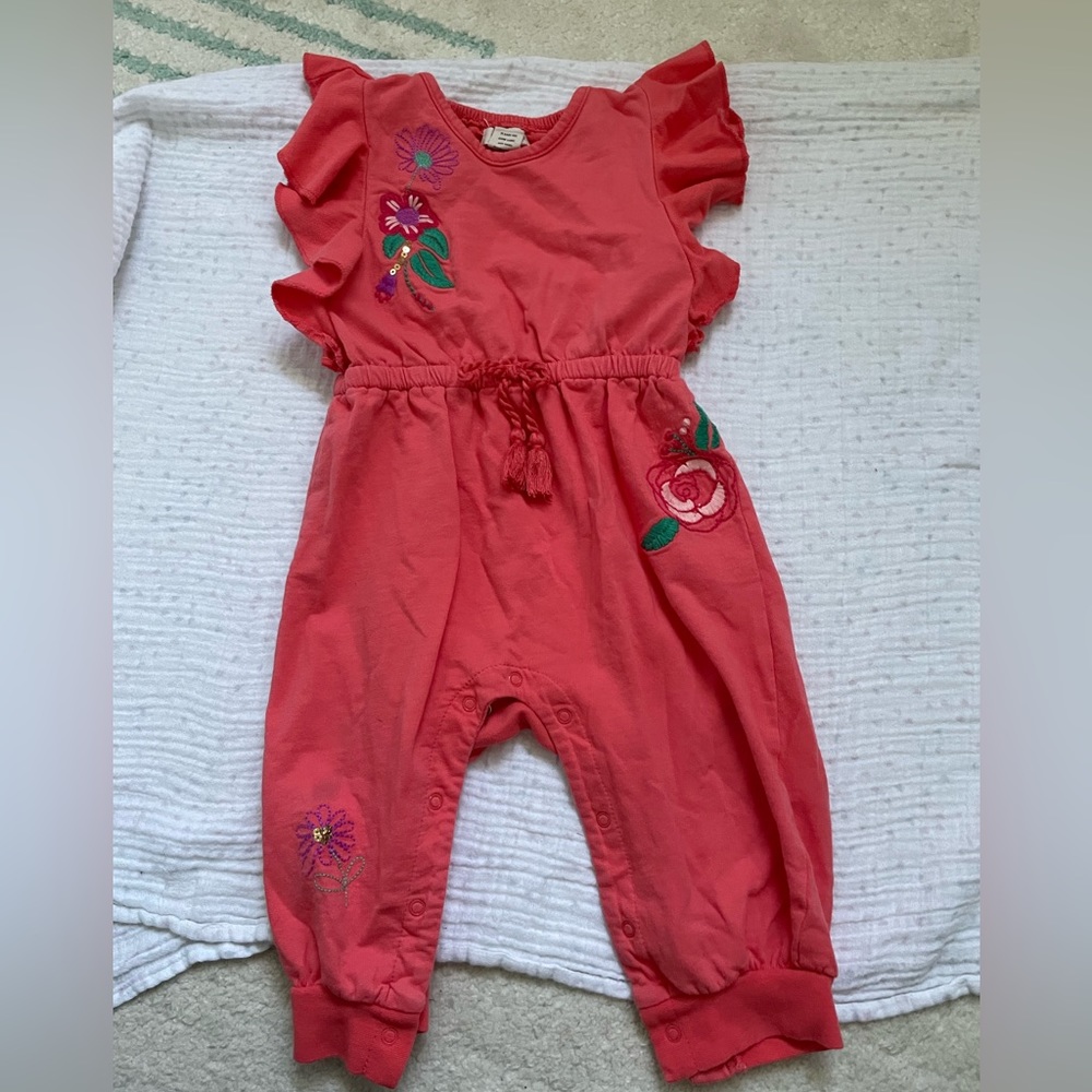 Pink Floral Embroidered Jumpsuit - Curious by Peek